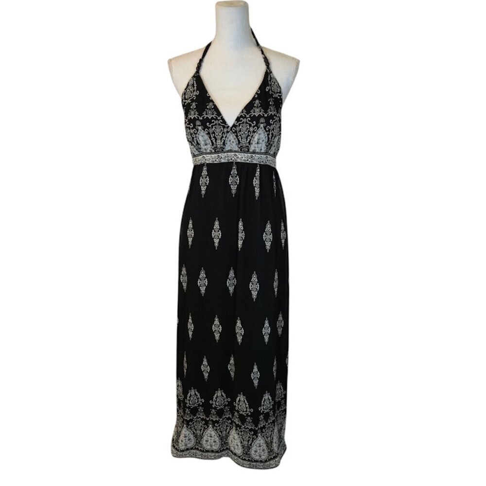 Scarlett Halter Maxi Dress Women Size 16 Black Side Zip Built In Bra Vacation